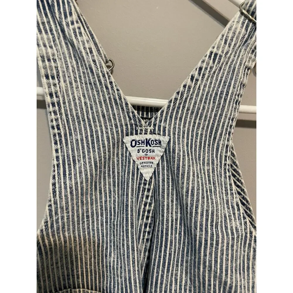 Vintage OshKosh Overalls‎ Light Blue White Stripe 2t Vestbak